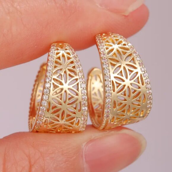 14K Gold Womens Small 2ct Diamond Hoop Earrings Ladies NEW 14 K Silver Jewelry